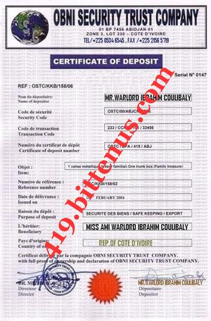 deposit certificate